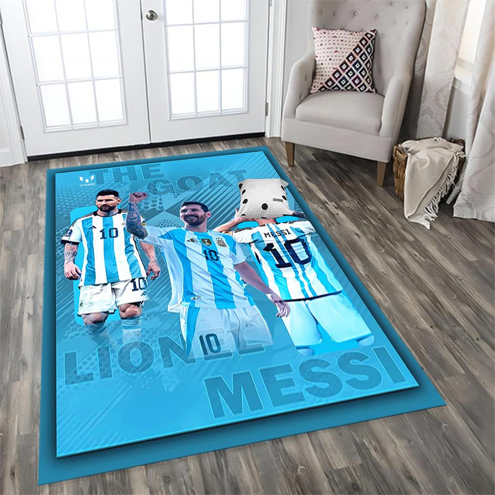 Argentina Messi Celebration rug for living rooms, bedrooms, home décor, and as gifts.