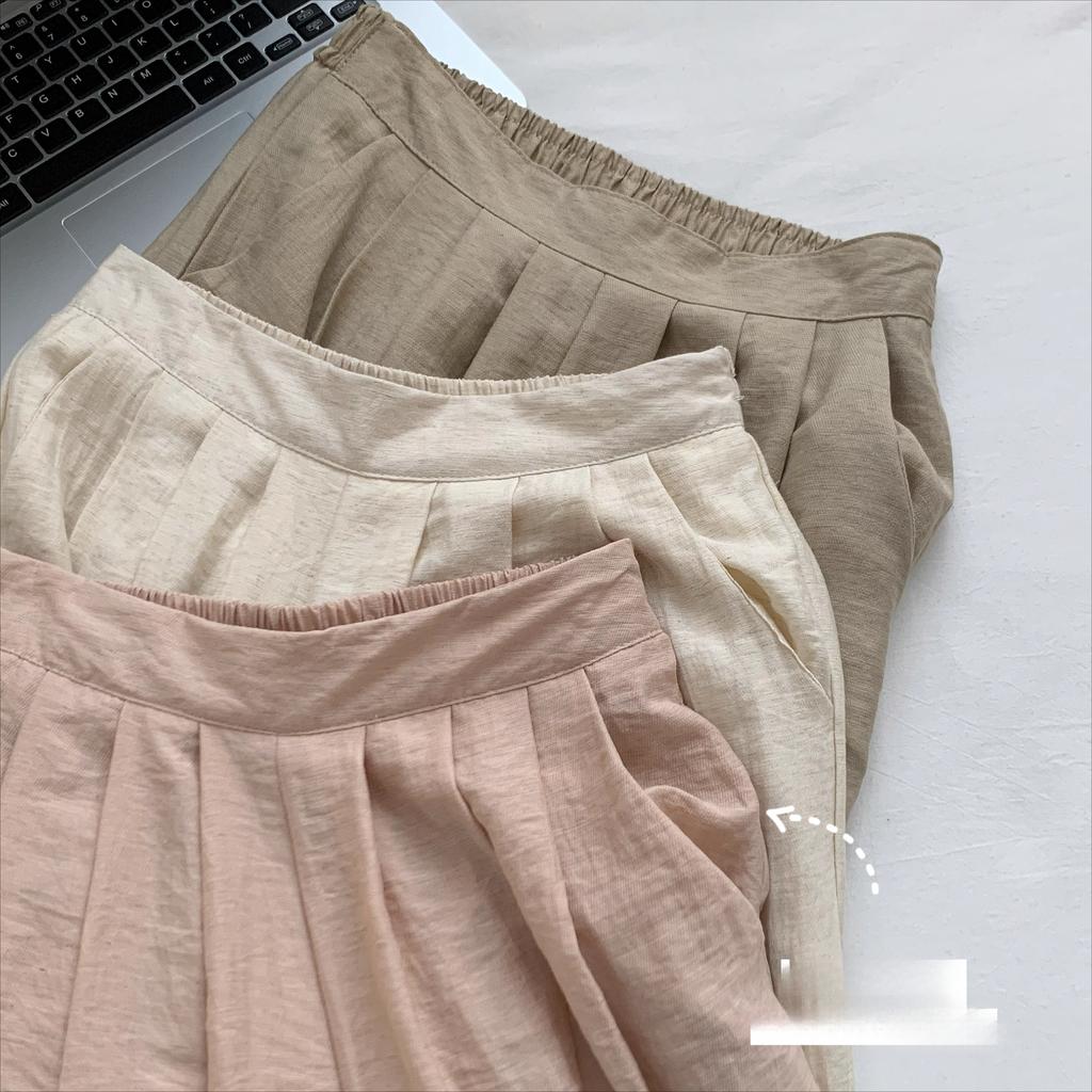 DIMANAF 2025 Summer Spring Women New Wide leg pants Solid Loose Elastic Waist Pleated Elegant Long Pants