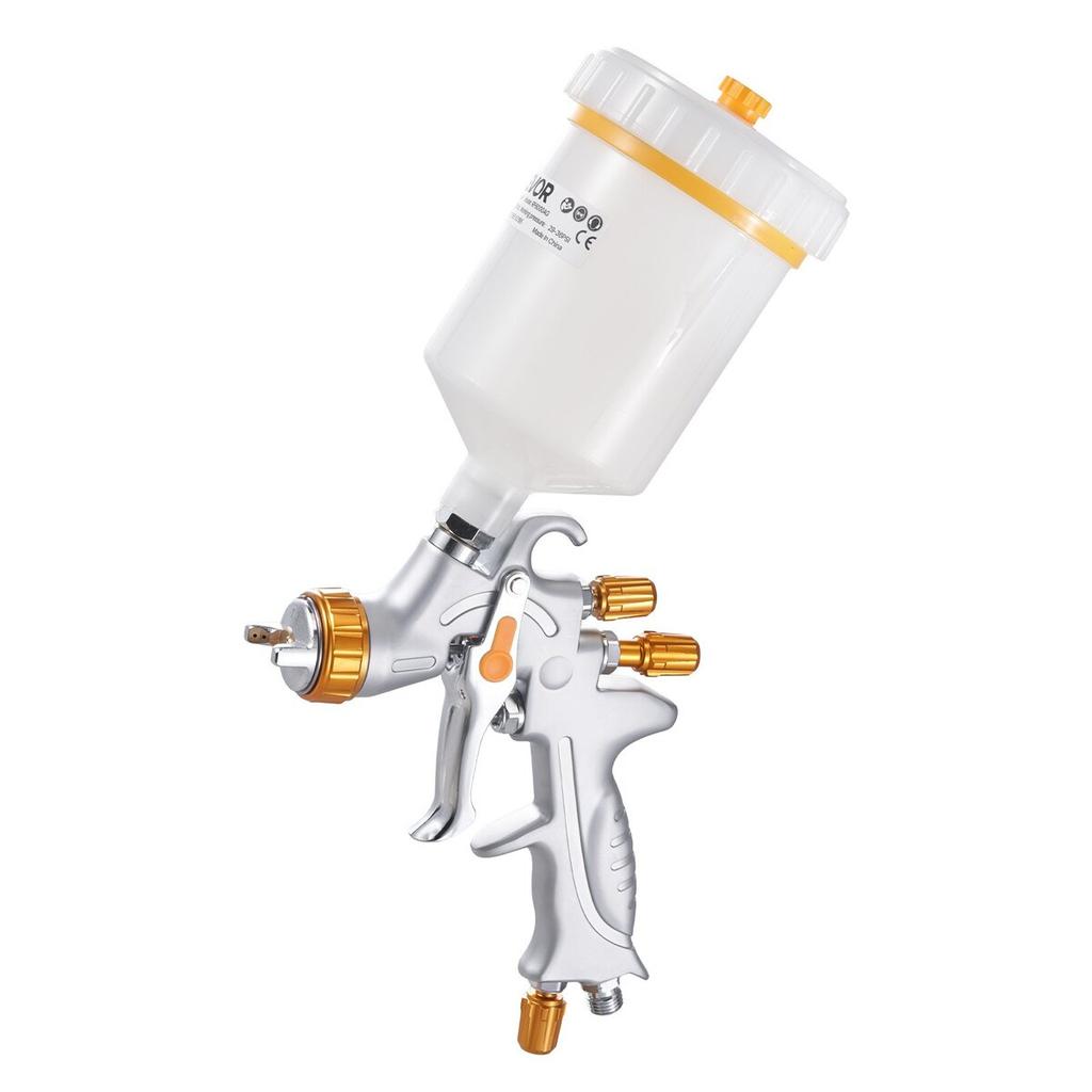 HVLP Air Spray Gun, Gravity Feed Paint Sprayer Gun with 3 Nozzles (1.3/1.4/1.7mm), 600ml Capacity Auto Paint Sprayer with Air Regulator for Automotive