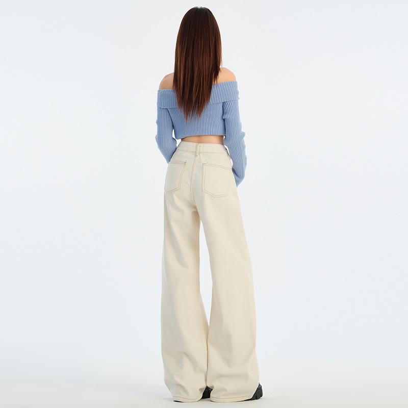 Thirteen Lines Women's High Waist Apricot Denim Wide Leg Pants