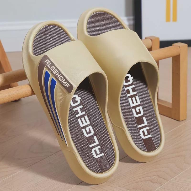 Comfort-Fit Men's Summer Slippers: Durable, Thick-Soled, Non-Slip, Deodorizing Indoor Sandals for Home.