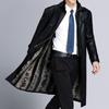 Chaqueta de Cuero para Hombre en Otoño e Invierno Nuevo Estilo Chaqueta de Cuero de Oveja para Padre de Mediana Edad Chaqueta Cortavientos Larga de Cuero con Cuello de Traje para Hombre