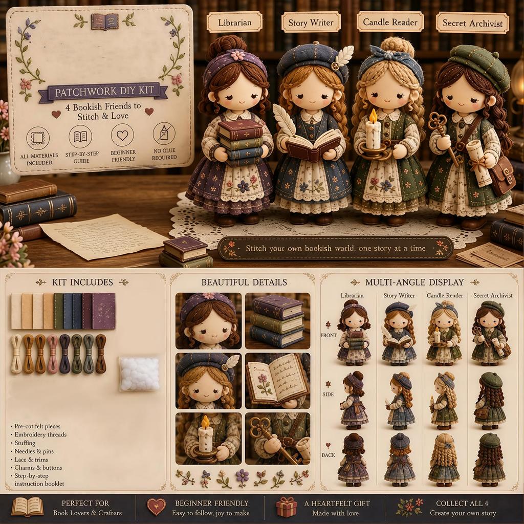Kit Bambola Patchwork Fai da Te per Bambine Set da Cucito Creativo