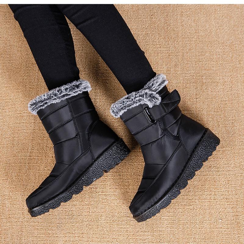 Warm Women's Thick-Sole Winter Snow Boots Velcro-Fastening Waterproof Women's Boots Casual Women's Footwear