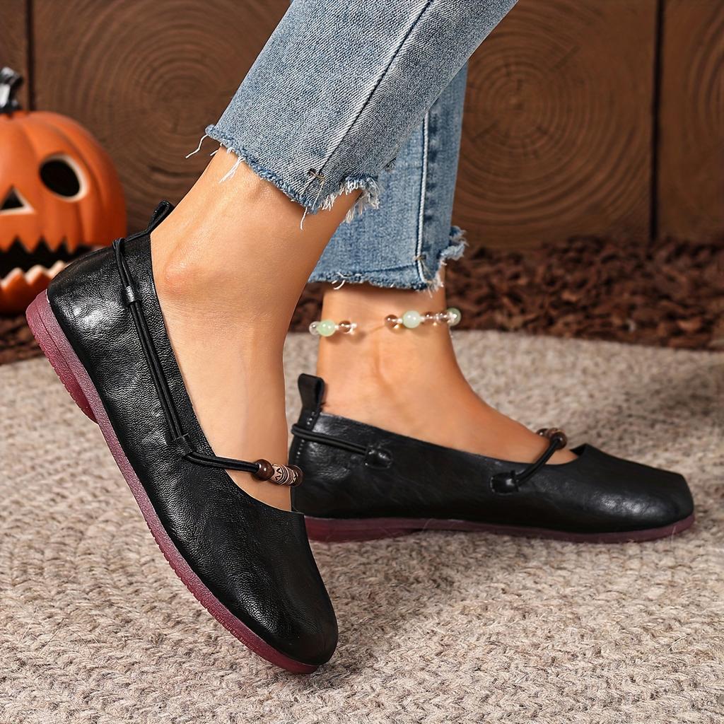 New Women's Bohemian-Inspired Vintage Beaded Soft Mary Jane Flats-Whimsical, Comfortable  All-Season Wear, Women Shoes