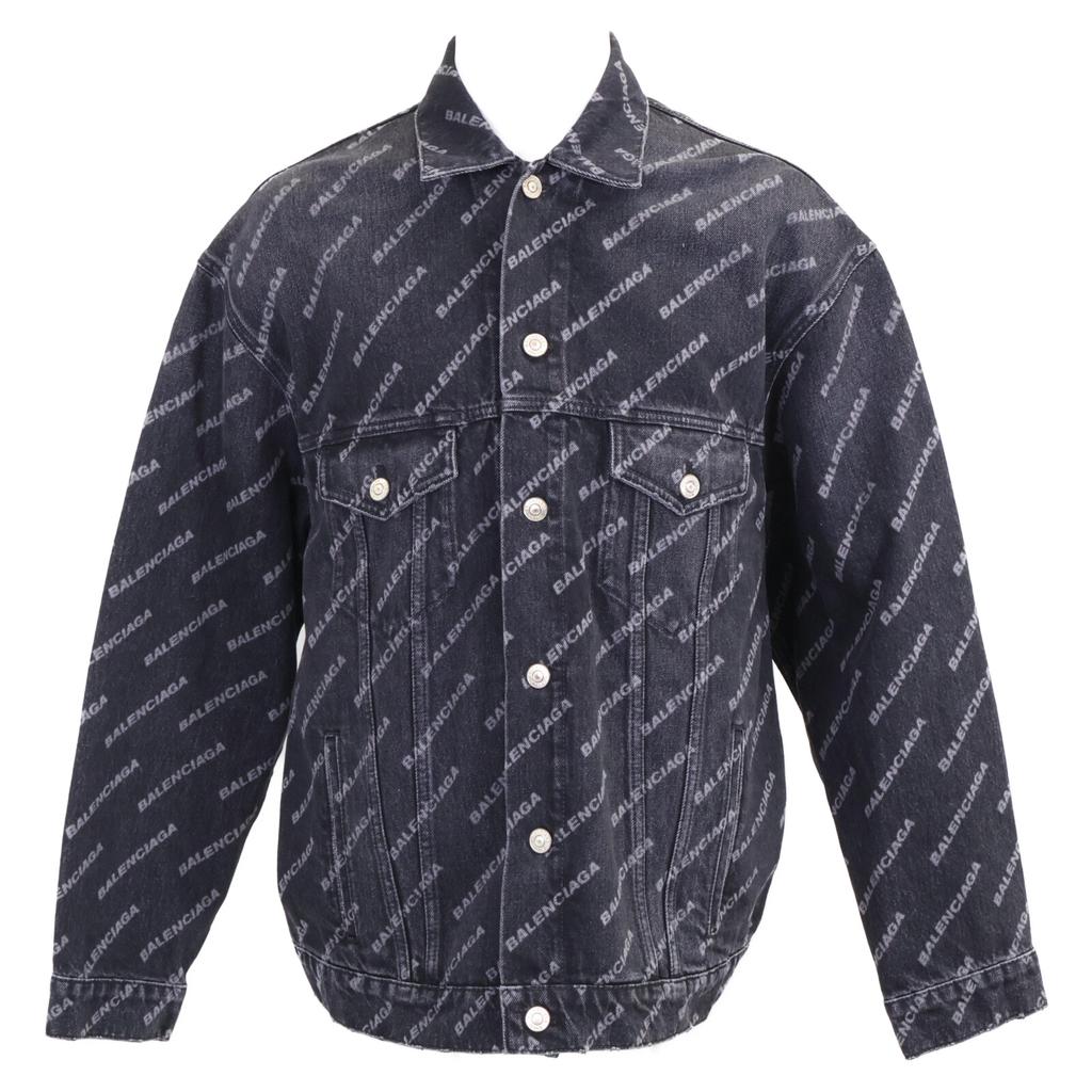 Balenciaga [/Inland Regulär] 675208 Gebrauchte BB Monogram Denimjacke XS schwarzGebraucht