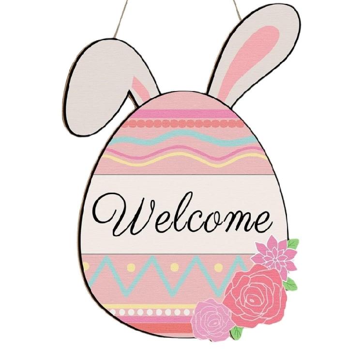 

Easter Wall Ornament Colorful Easter Rabbit Ear Door Wreath for Celebration 1