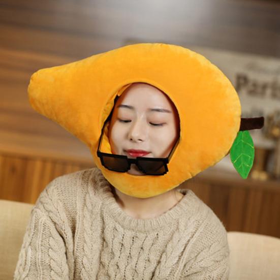 Mango Headgear Soft Simulation Fruit Hat Lovely Selfie Props Dress-up Headwear Cartoon Plush Hat Cosplay Costume Accessories Party Supplies