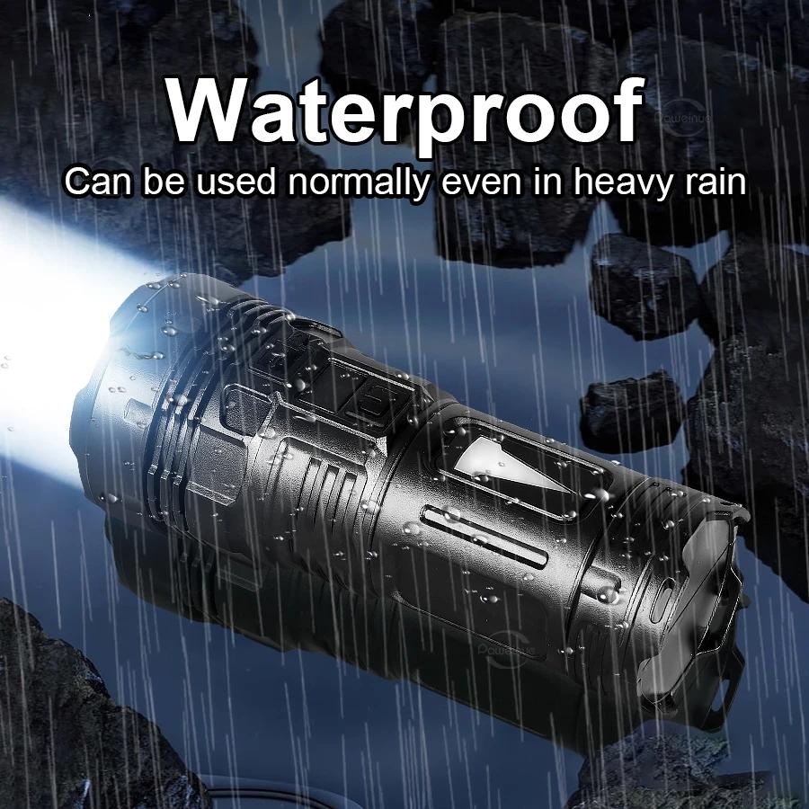 Leistungsstarke Taschenlampe mit 7 Lampenperlen Super Taktisches Licht mit COB Seitenlicht Campinglaterne Wiederaufladbare LED Taschenlampe