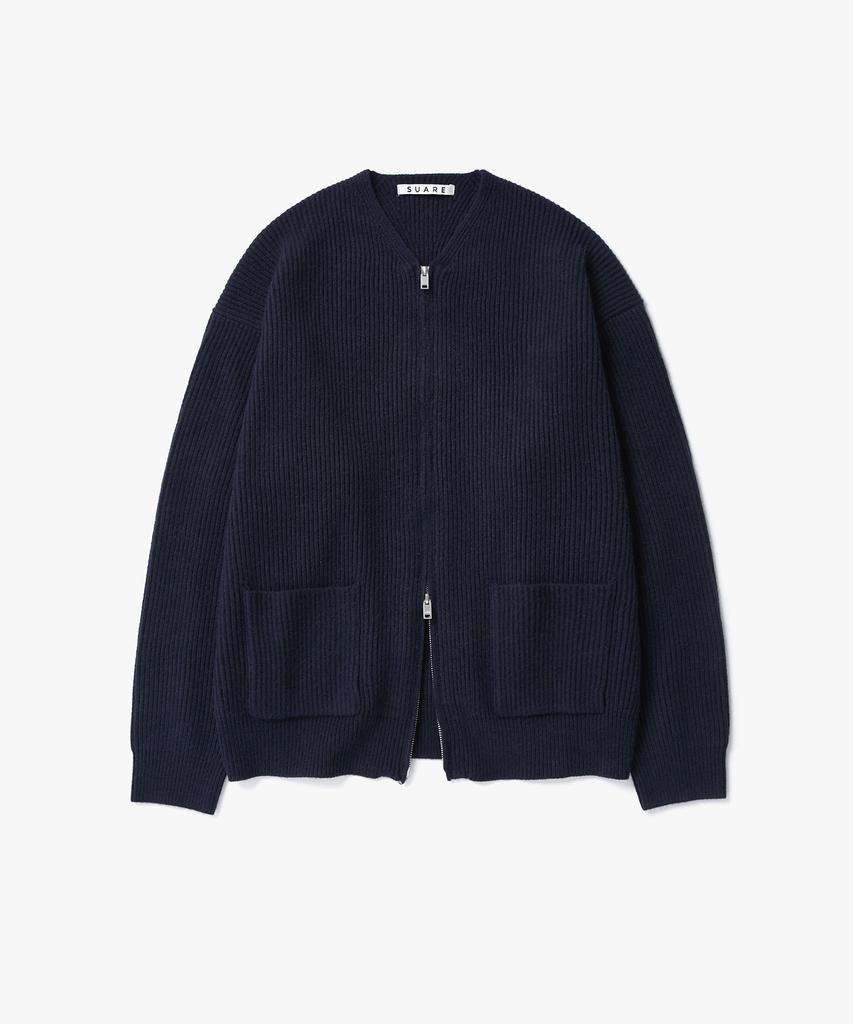 SUARE V-Neck Two-Way Zip-Up Knit - 4 Colors