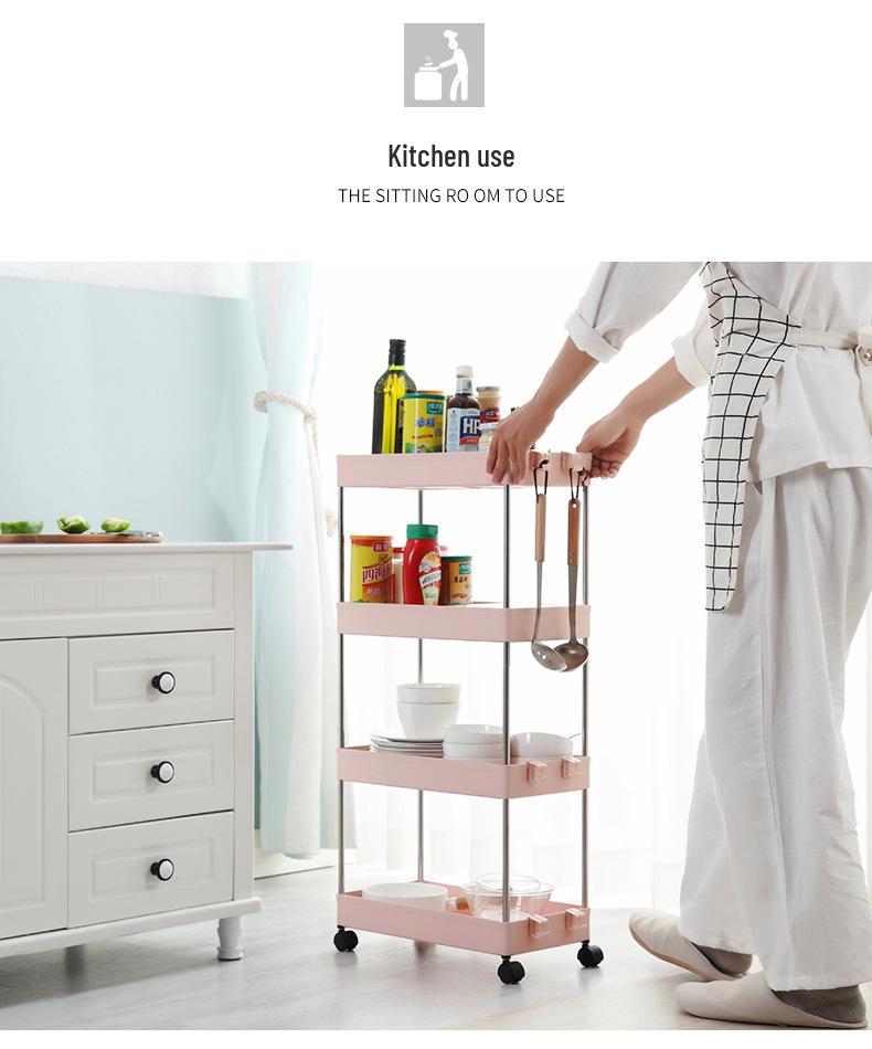 Bathroom & Kitchen Multi-layer Floor-standing Storage Trolley Shelf
