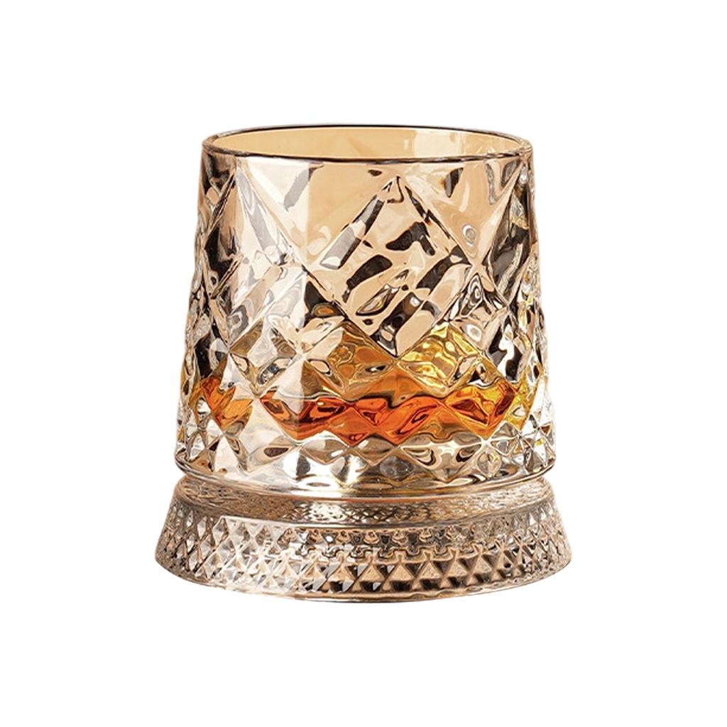 Elegant Rotating Whiskeys Cup Crystal Glass Easy Cleaning Design Wine Vessel Accessories Drinkware for Parties