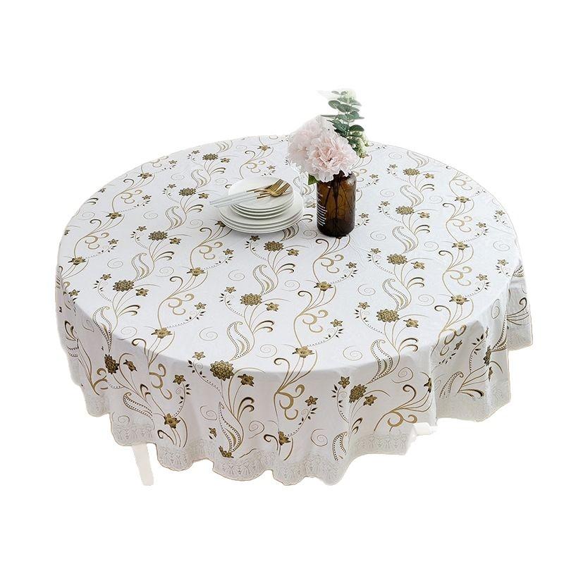 Large Round Dining Table Cloth Waterproof, Oil-Proof And Anti-Scalding Leave-In Coffee Table Tablecloth Household Living Room Hotel Thickened