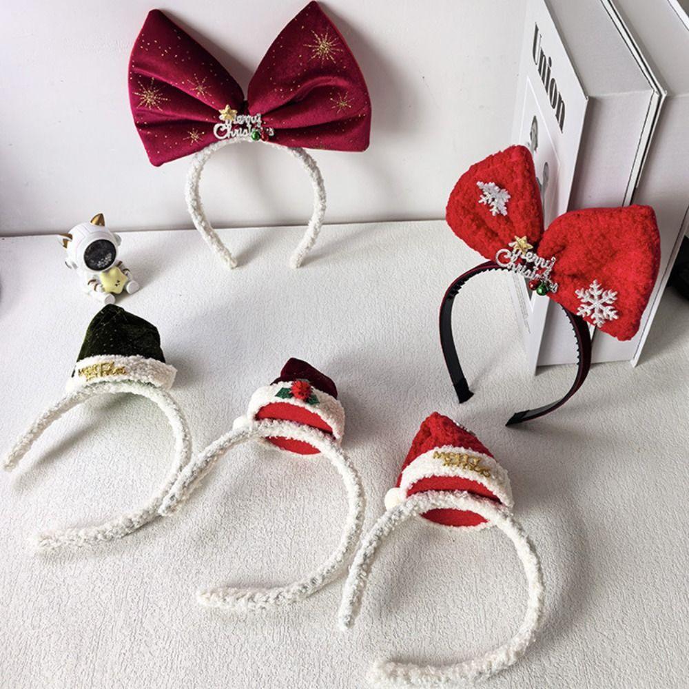 Sequin Christmas Hat Headband Star Christmas Children Hair Clip Cute Bowknot Hair Hoop Children's