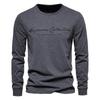 Cotton Long Sleeve Men's T-shirt Solid Color Letter Print Casual T Shirts for Men New Spring Tops Tee Men Clothing
