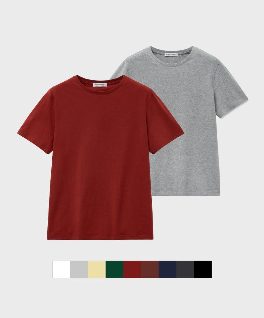 INTEMPOMOOD 2Pack : Weekly Color Cotton T-Shirt : 9 Colors