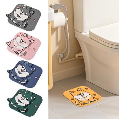 Silicone Floor Drain Mat Cartoon Dog Kitchen Sink Seal Mat Sewer Filter Pad  for Kitchen Toilet