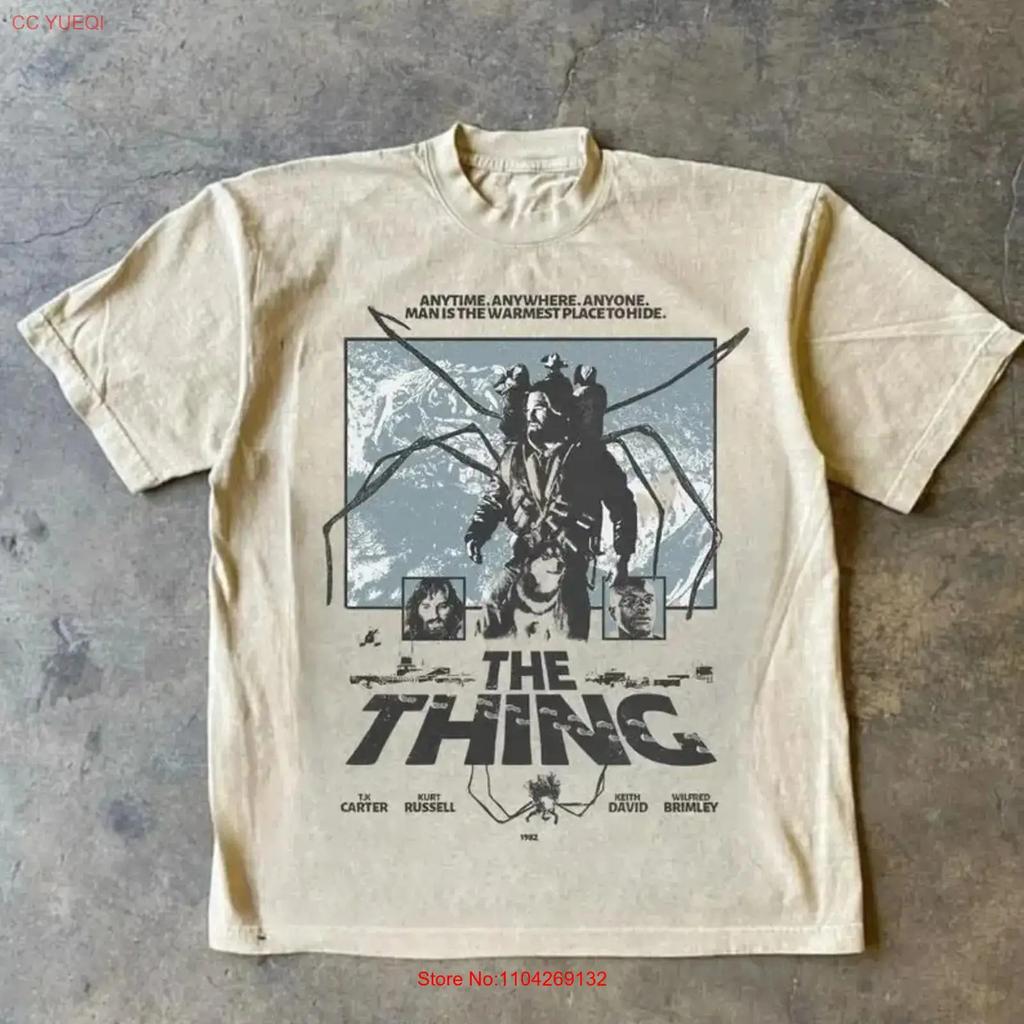 The Things Horror Movie Vintage Retro Short Sleeve Sand Color Shirt Vk01961 Vintage Homme Streetwear Versatile