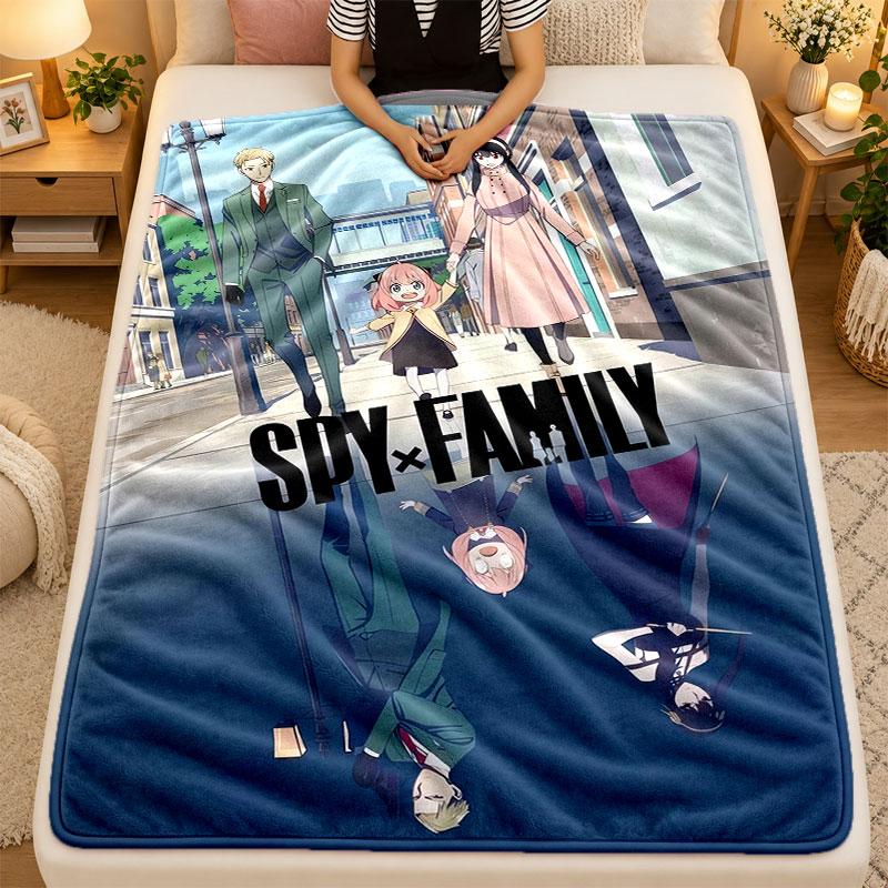 Flannel BlanketSpy × Family Warm Soft Throw Blanket for Indoor Sofa Bed Living Room Use