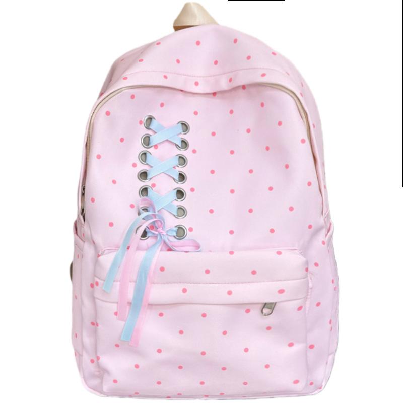 Schoolbag Junior high school students girls high value schoolbag fashion trend polka dot large capacity backpack casual versatile backpack