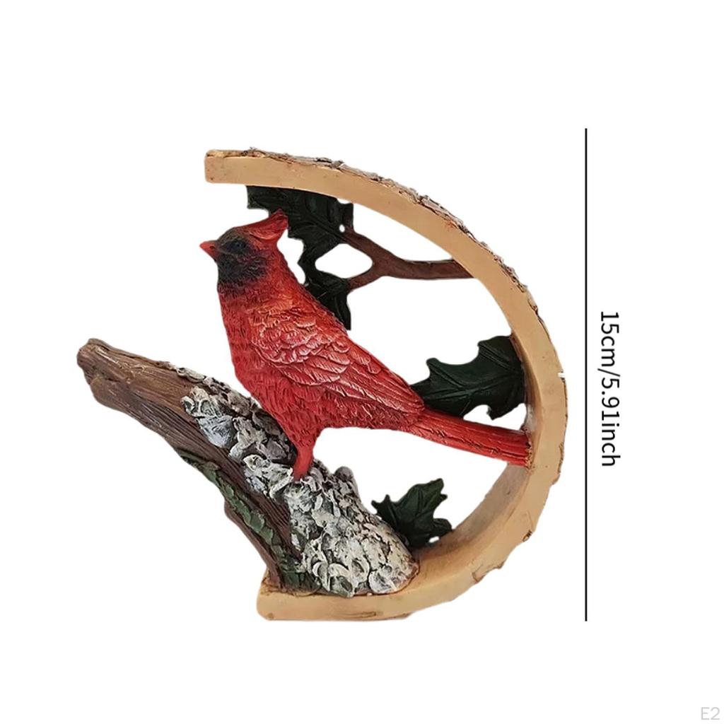 Cardinal Figurine Tabletop Decor Gift Collection Ornament, Red Bird Sculpture Resin Animal Statue
