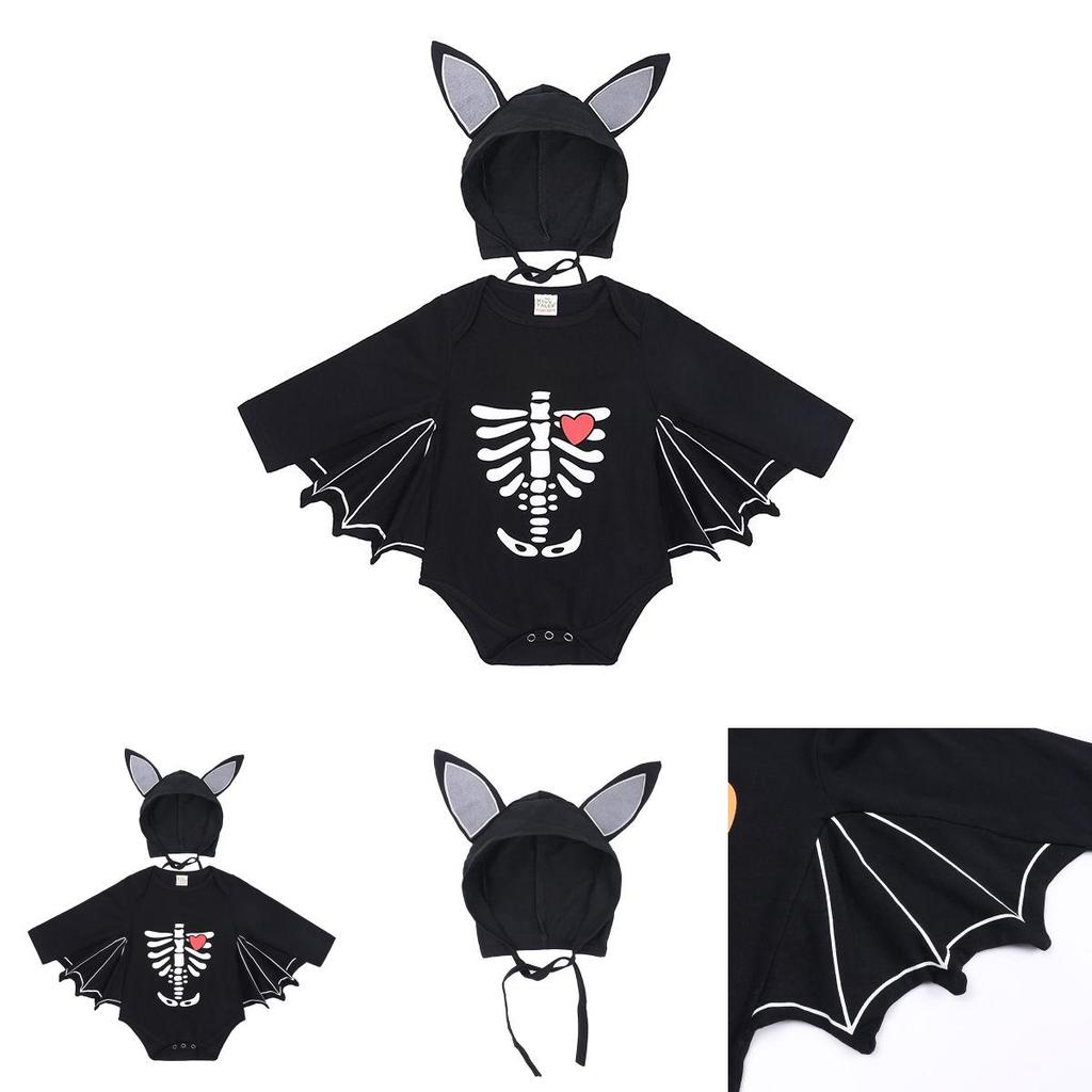 Stylish Toddler Baby Boys Girls Halloween Bat Costume Romper Hat Set For Special Occasions