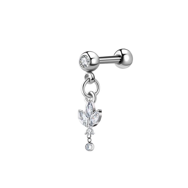 Edelstahl Zirkonia Hantel Knorpelohrringe mit Teufelsteckern, Auf Lager