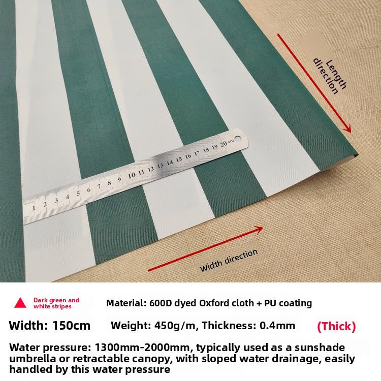 Thickened Waterproof Plain Weave Sunshade Retractable Striped Rain Canopy Fabric Outdoor Sun Blocking Rainproof Material 600D...