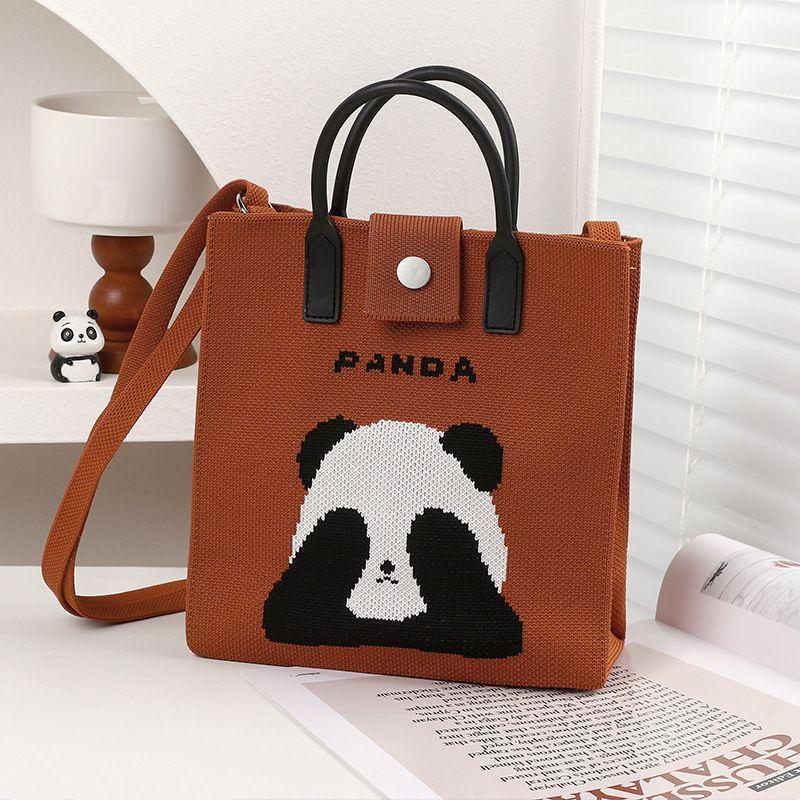 

Новый Рождественский Новогодний Фестиваль Сумка-мессенджер с мягкой резиновой ручкой через плечо, портативная, с принтом панды в национальном стиле, модная вязаная сумка [Accessible Luxury Minimalist] Panda Brown (Black