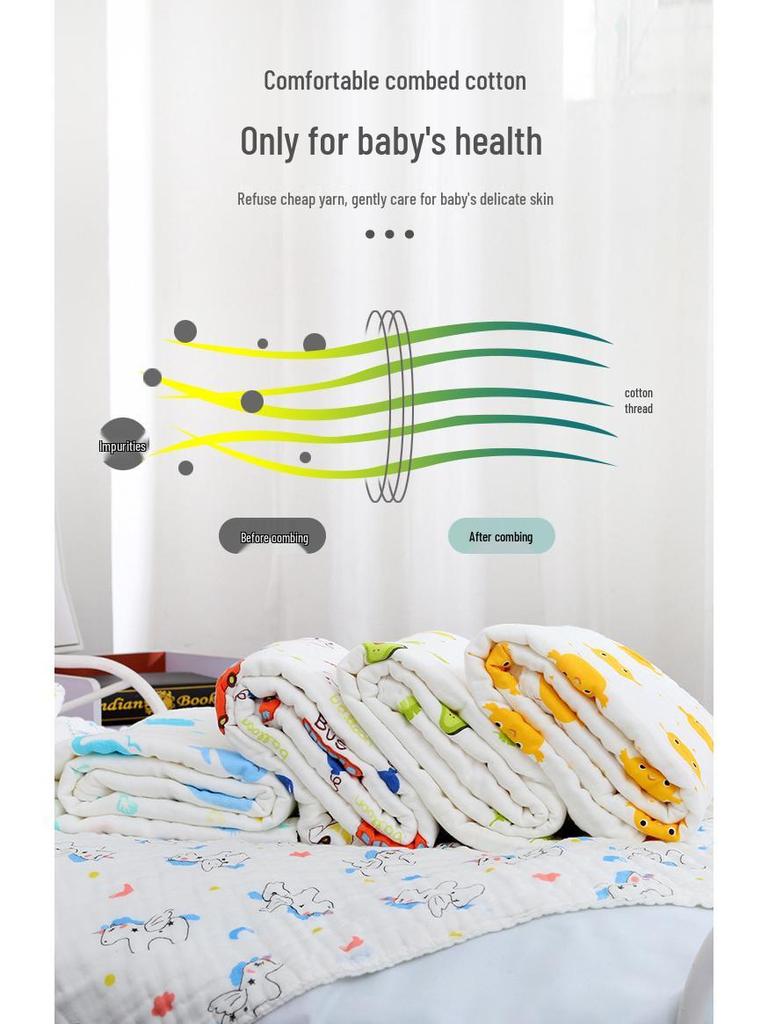 Pure Cotton Four-Layer Gauze Baby Bath Towel and Swaddle Blanket for Newborns