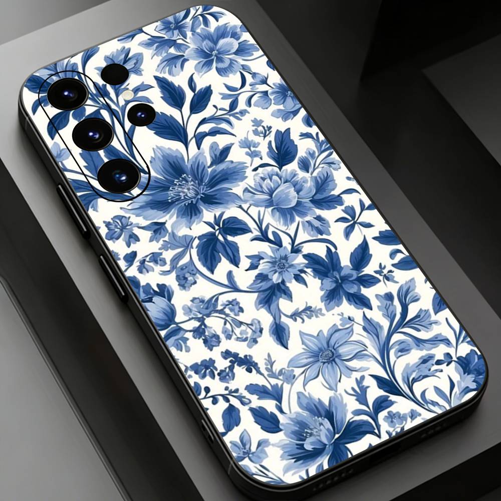 Blue and White Porcelain Funda Phone case for Samsung Galaxy S24,25,26,23 22,21,S20 Plus Ultra FE soft fundas cases