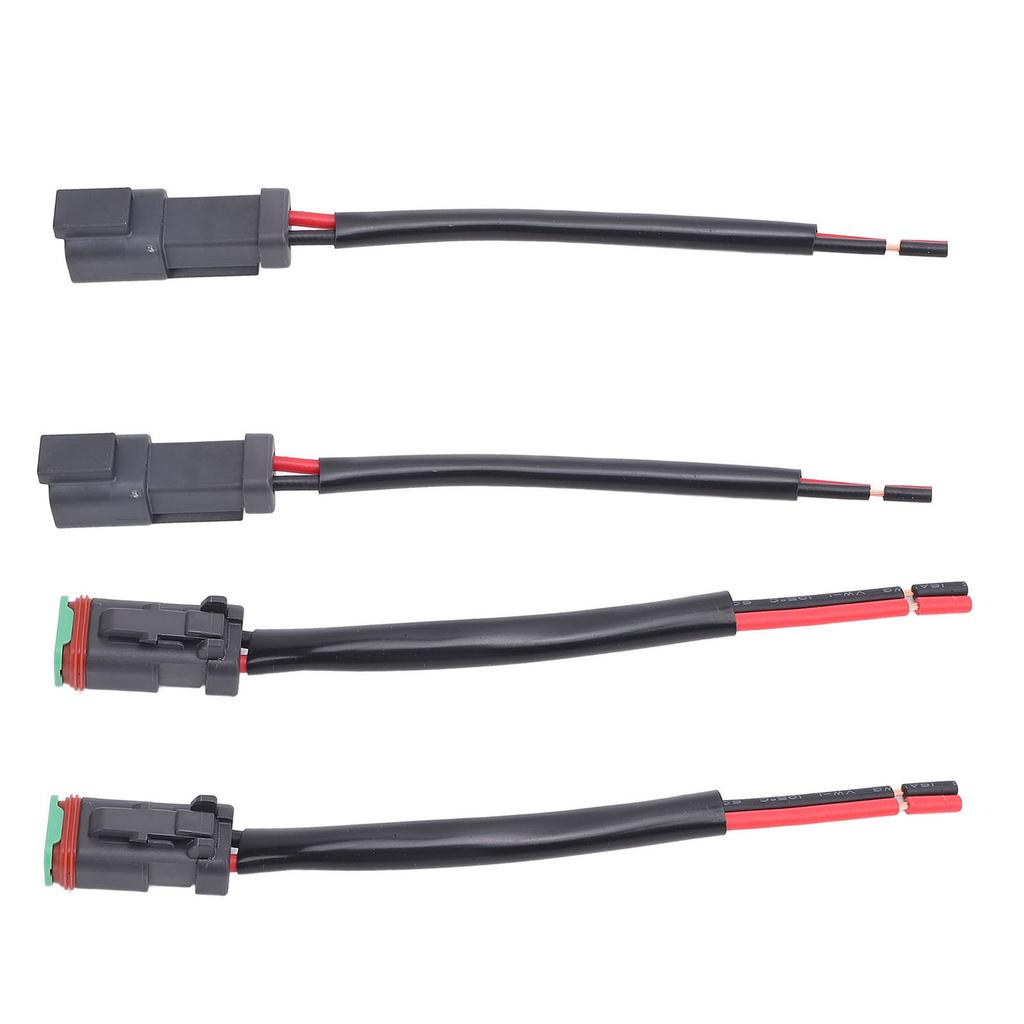 1 Pair 2 Pin DT Connectors Rubber Copper Waterproofing DT Electrical Wire Connector Wiring Harness for Car Boats LED Work Lights