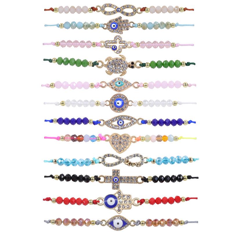 Bohemian Hand-woven Colorful Seed Bead Adjustable Bracelet with Rhinestone Connector
