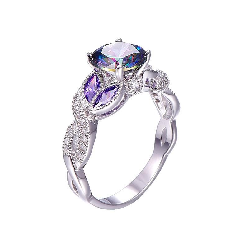 Popular creative hot sale, colorful water drop oval zircon women's ring, copper silver-plated exquisite jewelry