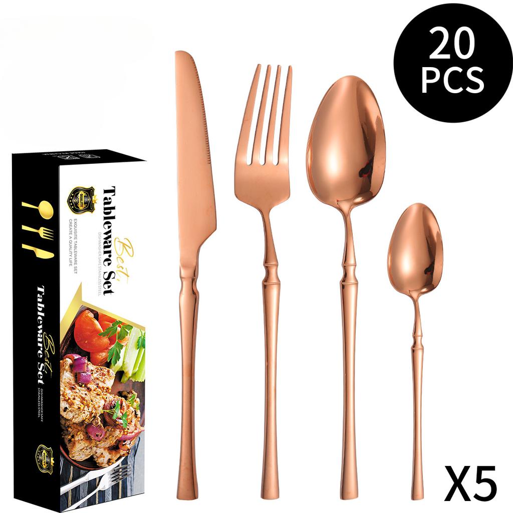Acciaio inossidabile Ins stile francese piccolo vita luce lusso retrò stile spork per cibo in stile occidentale set da 16 pezzi