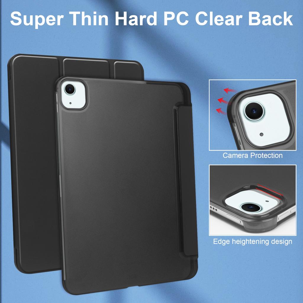 For iPad Air 11 (2025)/(2024) Case PU Leather Smart Tablet Cover Smooth Matte Back,Built-In Pencil Holder