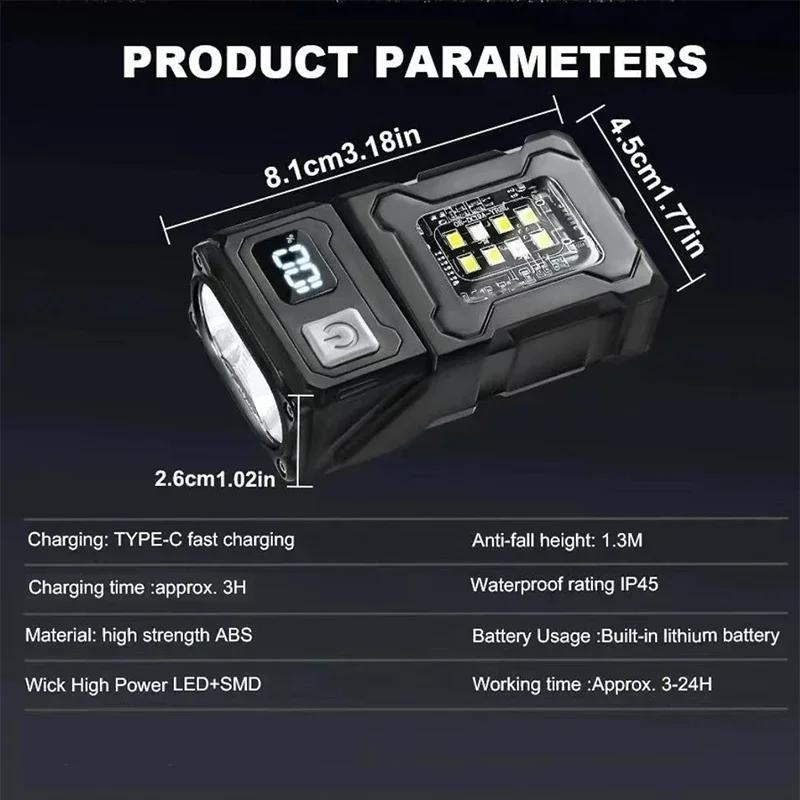 Tragbare Heckmagnet-Taschenlampe Superhell MINI USB Wiederaufladbare LED-Taschenlampe mit COB-Notlicht für Camping und Wandern