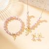 Stylish Blue White Porcelain Bowknot Beaded Jewelry Set Sturdy Fade Resistant Necklace Bracelet Earrings Adornment