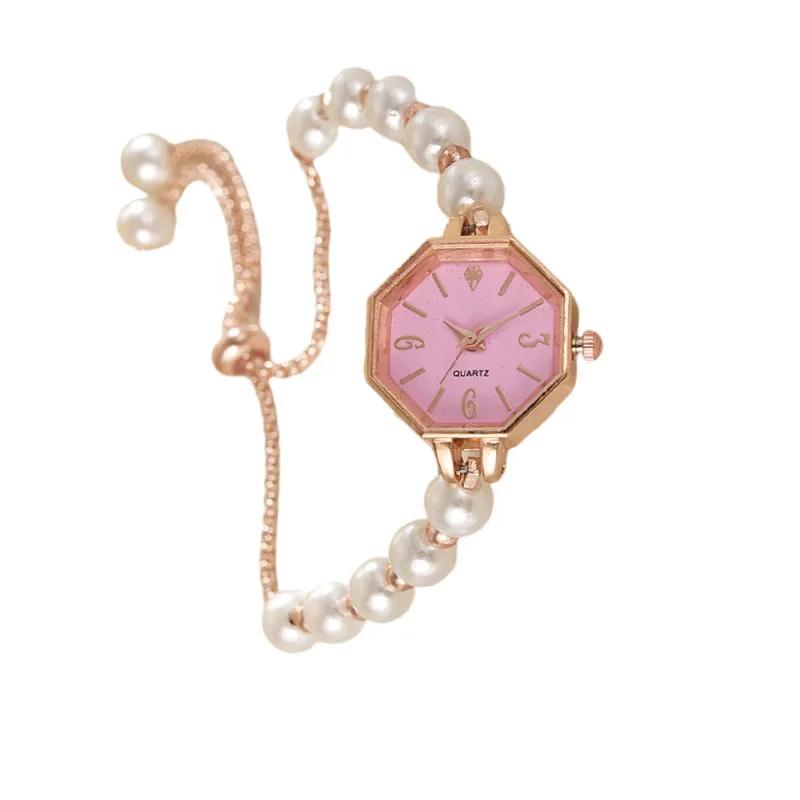 Elegant Simplicity High-End Version Pearl Sliding Bracelet Style Watch for Women Fashionable Trendy Quartz Wristwatch