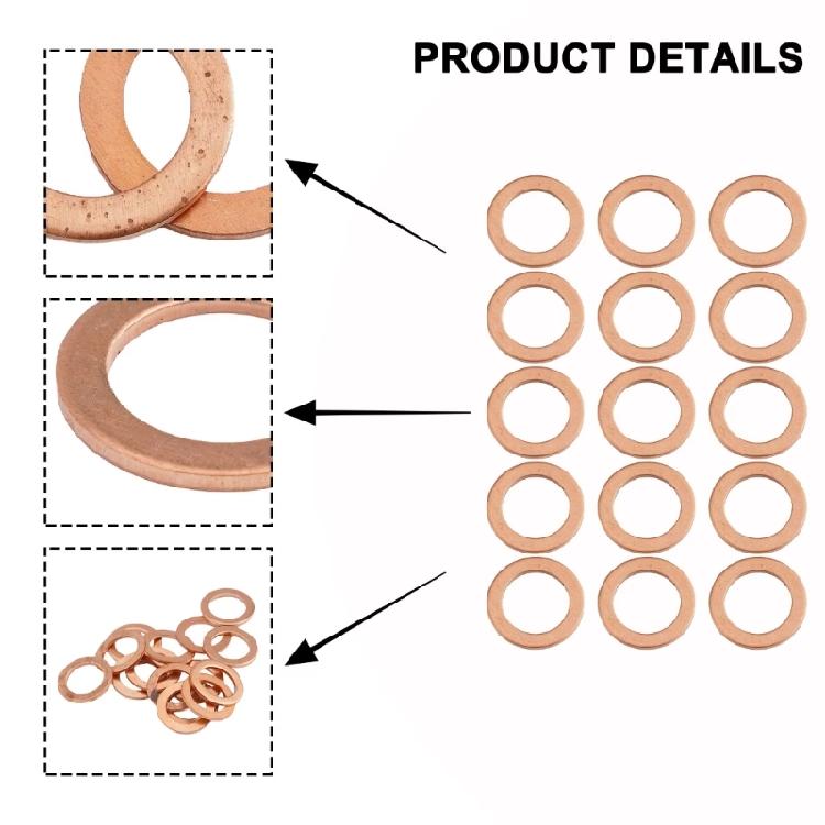 Automotive Oil Drain Plug Gasket Heat Resistant Brass Construction Reliable Seal 007603-014106 007603014106 for Vehicles