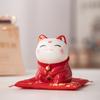 4 Inch Red Ceramic Lucky Cat Ornament Porcelain Fortune Cat Blessing Maneki Neko Desktop Decoration Figurine