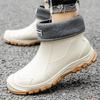 Men's Waterproof Rubber Rain Boots - All Seasons (Spring/Autumn/Winter) with Fleece Lining, Durable Large Size Work Safety Shoes