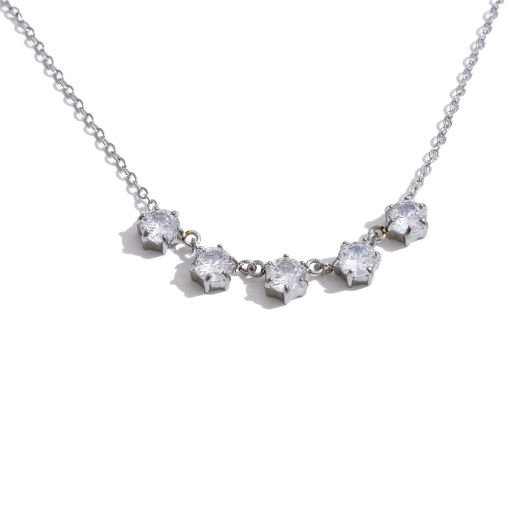 Yhpup AAA Stainless Steel Cubic Zirconia Shiny Drop Necklace 18K Gold Color PVD Plated Delicate Gift Glamorous Fashion Jewelry