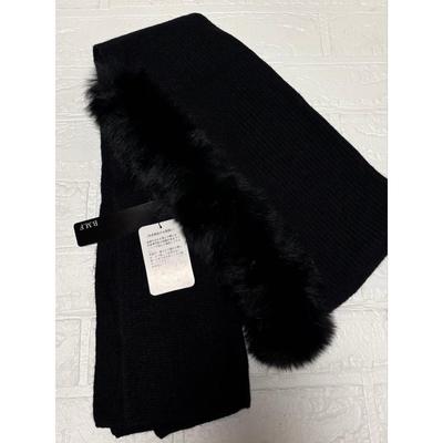 Used New B.M.F Knit Scarf with Fox Fur Black