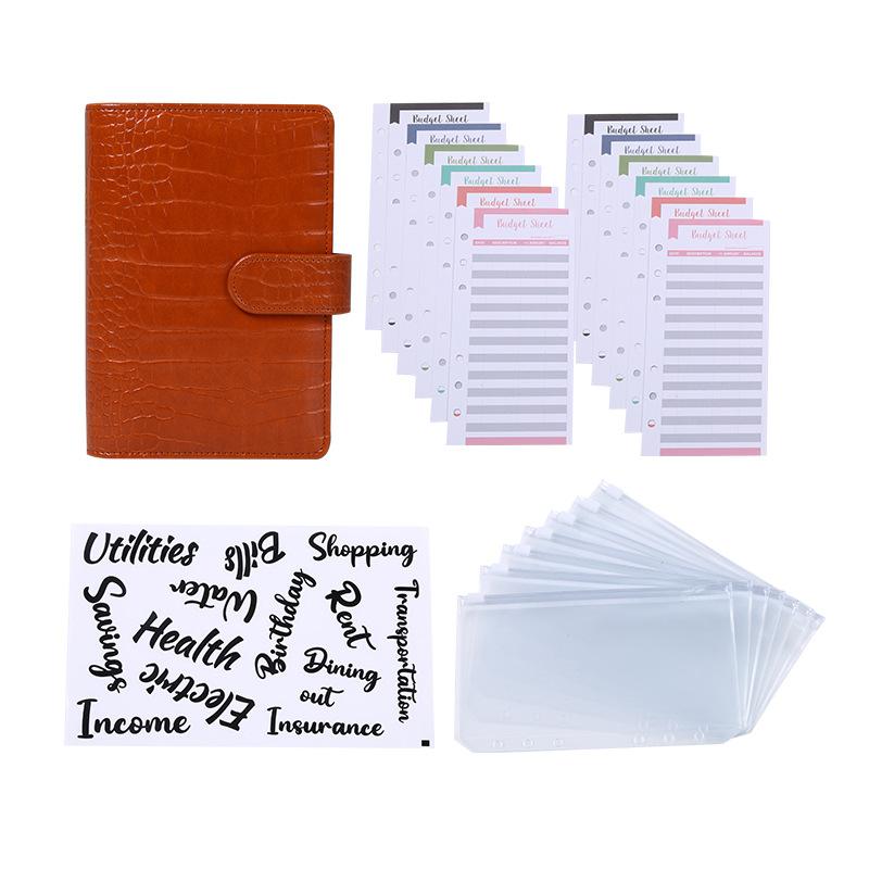 A5/A6 Crocodile Budget Planner Cash Envelope Binder With Budget Envelopes A6 Binder Pockets Cash Envelope Wallet For Budgeting