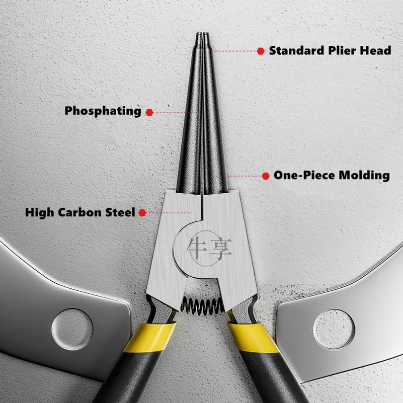 6/7 inch 4pcs/set Circlip Pliers,Needle nose Pliers Retaining Ring Pliers for Removing Installing Puller Locking Rings Shafts