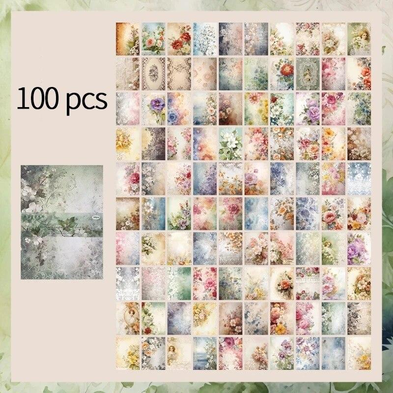 

100 листов винтажной бумаги для скрапбукинга, нелипкая бумага Materia, канцелярские принадлежности, блокнот для рукоделия, декоративные принадлежности для журналов