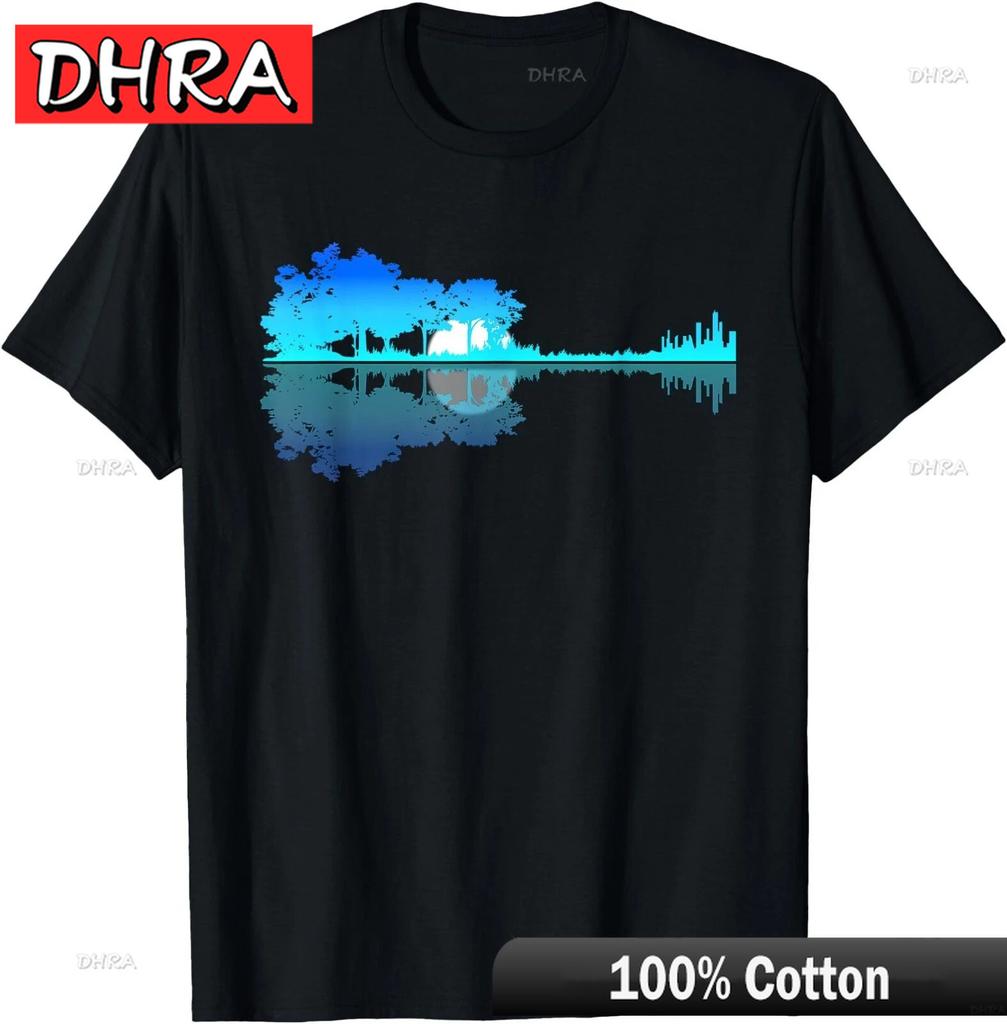 Guitar Lake Shadow Love Guitar Musician TShirt Unisex Tees Cool Bold Creative Tops Tshirts for Weekend Style TShirt Hombre