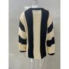 Damski Sweter Dzianinowy Casualowy w Paski Patchworkowy Okrągły Dekolt Rozszerzane Długie Rękawy Luźny Modny Dzianinowy Top Casualowy Wszechstronny Miękki Stylowy Sweter Dzianinowy Płaszcz