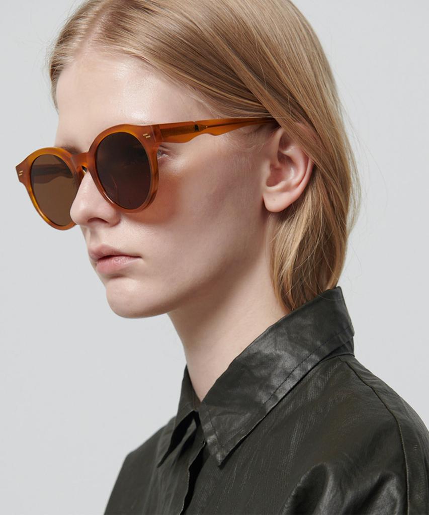 Seupeulingseuteulingseu Round Horn-Rimmed Sunglasses Page 82 [Camel]